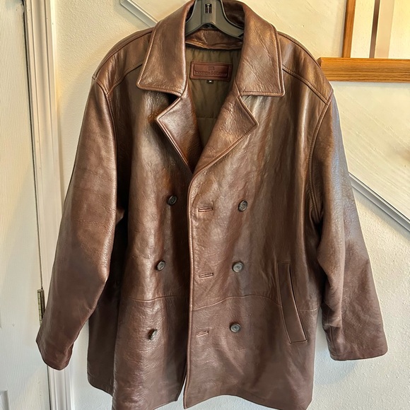 Johnson & Murphy lined lamb leather coat retail $2200 free Fendi Burberry scarf - Picture 1 of 10